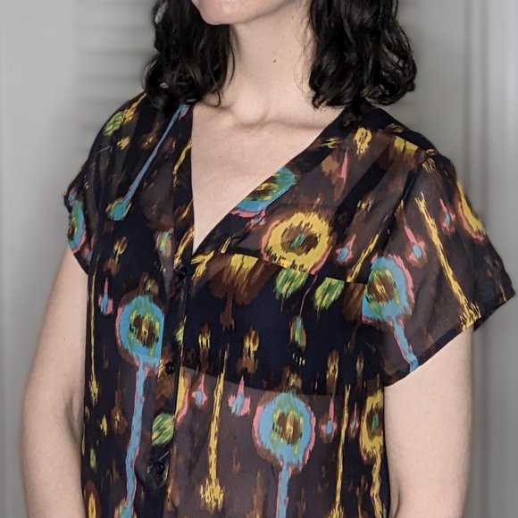 ✌️2 for 10👐 retro funky sheer top - Picture 2 of 4